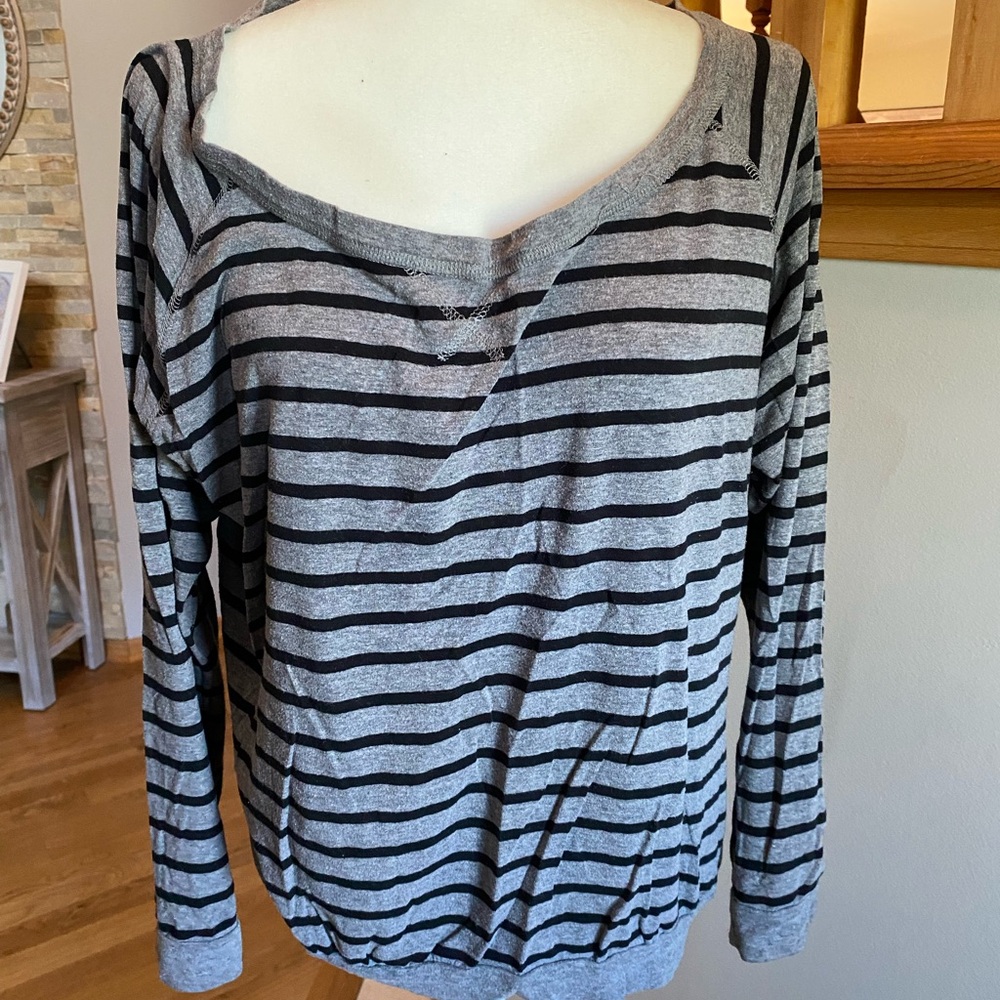 Black and Gray Striped Sweatshirt
